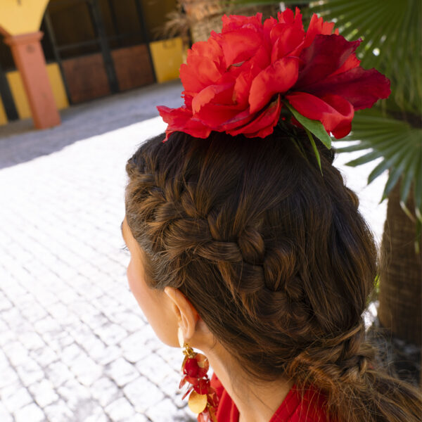 flor flamenca peonia roja feria de sevilla