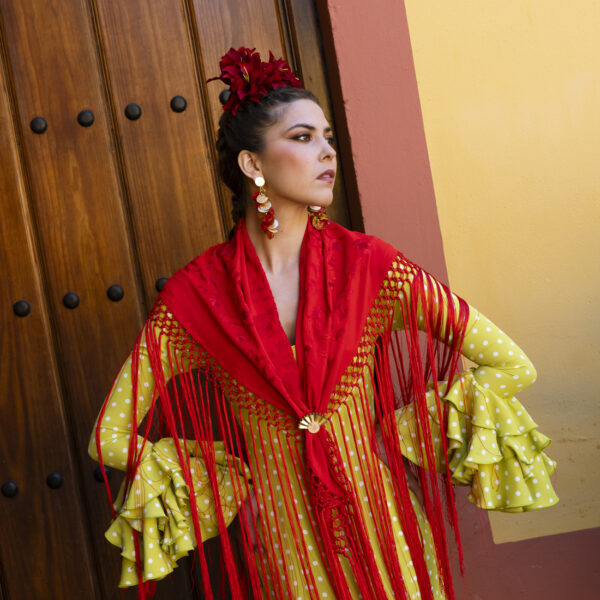 ramillete de flores de flamenca amarilis rojos